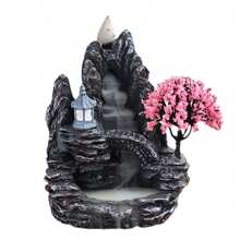 1 peça Suporte para Queimador de Incenso tipo Cascata, Criativo Fonte de Incenso em Resina com Efeito Cascata, Queimador de Incenso em Refluxo e Cascata de Paisagem, Difusor de Aromas para Decoração de Casa, Artesanato de Yoga e Figurinhas. - Multicolorido - Visão 10