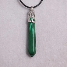 1入組50*10mm天然寶石水晶項鍊PU皮繩情侶禮物吉祥石項鍊六角柱長吊墜項鍊男女珠寶項鍊代理批發 - 天然石 - 查看 27