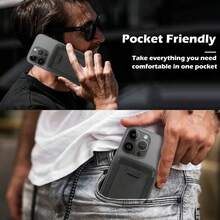 Magsafe Wallet Stand Leather,Holds 1-7 Cards,Compatible With IPhone 12/13/14 Plus/Pro/Max,Magnetic Credit Card Holder - 2 PCS BLACK - View 6