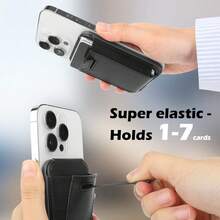 Magsafe Wallet Stand Leather,Holds 1-7 Cards,Compatible With IPhone 12/13/14 Plus/Pro/Max,Magnetic Credit Card Holder - 2 PCS BLACK - View 5