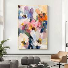 1pc Frameless Wall Decor Flower Mural Art Abstract Flower Painting Canvas Wall Art Modern Home Decoration Piece Art - Multicolor - View 11