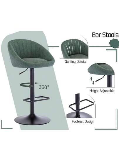 WAHSON OFFICE CHAIRS Wahson Bar Stool Set Fabric Stools Swivel Kitchen Height Adjustable Stool, Linen Kitchen/Home (Beige) view 3