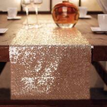 1pc Solid Color Sequin Party Dining Table Runner, Sequin Table Runner, Party Table Runner, Decorative Table Runner - Multicolor - View 5