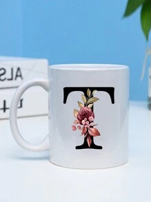 1pc Large Capacity Heat Transfer Printing Ceramic Mug, Creative Gift Coffee Cup Back To School - White - View 6