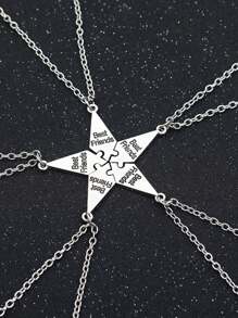 Conjunto De 6 Piezas De Collar Colgante De Letras 'mejores Amigos' Plateados De Moda Para Regalo De Damas