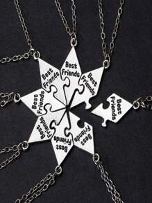 Conjunto De 6 Piezas De Collar Colgante De Letras 'mejores Amigos' Plateados De Moda Para Regalo De Damas