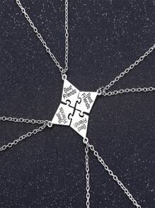 Conjunto De 6 Piezas De Collar Colgante De Letras 'mejores Amigos' Plateados De Moda Para Regalo De Damas