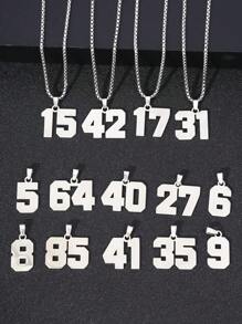 1pc Stainless Steel 0-99 Baseball, Football, Basketball Jersey Number Sport Pendant Necklace