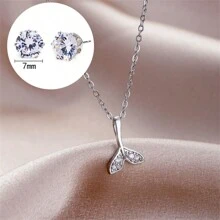 3 cái/bộ Thép không gỉ Đồ trang sức Qủa tặng Đối với Lễ hội , Đã Bao gồm Đuôi nàng tiên cá Vòng cổ mặt dây chuyền & Móng vuốt Hoa tai - Bạc - Xem 6