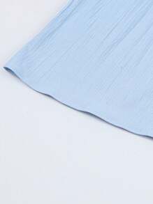 Blibean Back-To-School Season Loose Fit Solid Color Ruffle Trim Stand Collar Shirt For Tween Girls - Baby Blue - View 11