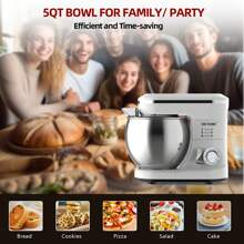 CHEFTRONIC 1 Stück Elektrischer Mixer Eierbeater, Verbesserte Haushalts Stand-mixer Für Peicual 1200w 6+p Geschwindigkeit Hochleistung Tilt-kopf Elektrischer Küchenmixer 5l Edelstahlschüssel Mit Knethaken, Flachrührer, Wire Whisk & Flex Motorschutzhaube Küchenbedarf Kleingeräte (eu Stecker)