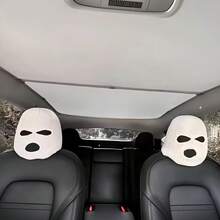 防風滑雪頭面罩,保暖針織帽,適用於騎行,汽車內飾和有趣的新奇針織帽 - 白色 - 查看 2