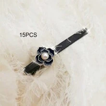 1入/10入/20入樹脂花卉貼花裝飾,適用於diy珠寶、手機、頭髮和鞋類配件 - 黑色 - 查看 6