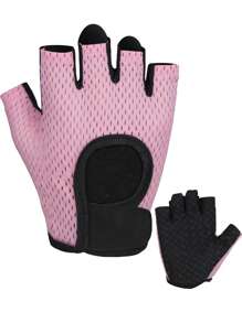 1 Pair Breathable Super Lightweight Weight Lifting Gloves Men And Women Full Palm Protection Workout Gloves Fitness For Training Exercise Gym Cycling Gloves Gym Accessories, Sport, Gym, Home Exercise, Sport Accessories, Gym Accessories, CrossFit Accessories - Pink - View 2