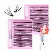 Diy睫毛延伸工具套裝,包括120個睫毛束、睫毛膠、睫毛鉗,適合初學者,薄款睫毛束 - 粉色 - 查看 16
