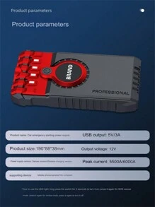 Car Battery Jump Starter  Portable Auto Battery Booster Charger 12V Car Emergency Booster Power Bank Starting Device - Red - View 10