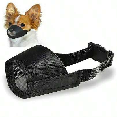 Adjustable Black Nylon Dog Muzzle For Small Pets - Comfortable & Soft Nylon Fabric - Anti-Bite & Anti-Mistakenly Eating Muzzle