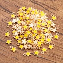 50pcs/Pack Fashionable Enamel Droplet Shaped Star Charm Pendant, Perfect For Diy Jewelry Making Such As Bracelet, Necklace, Keychain, Etc.