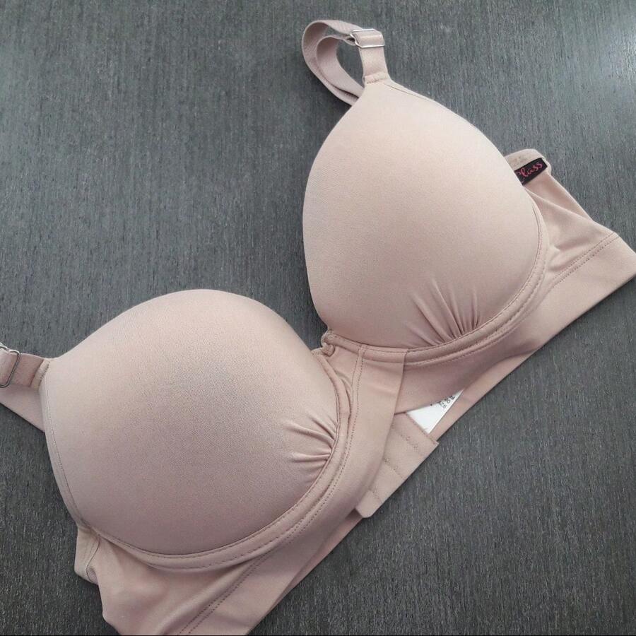 Sutiã Plus Size Com Bojo Alças Reforçadas Detalhe Drapeado - Bege - Visão 1