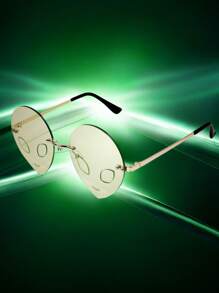 POLASUP 1 件装外星人主题男女通用绿色/黑色无框时尚眼镜，万圣节派对、音乐节、化装舞会的时尚配饰