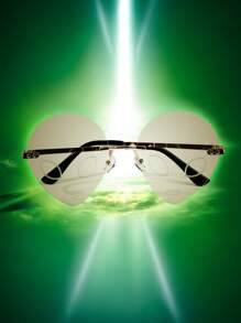 POLASUP 1 件装外星人主题男女通用绿色/黑色无框时尚眼镜，万圣节派对、音乐节、化装舞会的时尚配饰