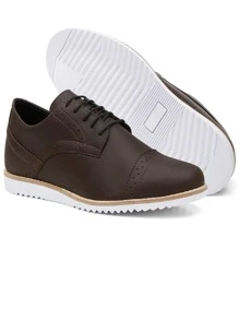 Sapato Social Masculino Couro Sintético Casual Amarrar