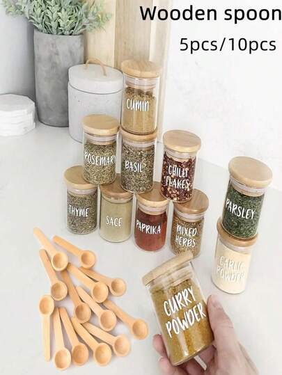 Juego de 5 piezas/10 piezas Minilcucharas de madera para medir leche en polvo, sales de baño u otros ingredientes en polvo, cucharillas para miel, condimentos o sopa, artículos escolares, regalo de Navidad