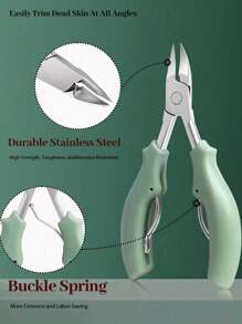 Professional Stainless Steel Nail Clippers Set With Ear Cleaning Tool And Nail File - Durable And Portable Foot & Nail Care Tools, Suitable For Fingernails And Toenails - Green - View 5