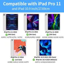 阿拉伯語鍵盤佈局7種顏色背光磁鐵鍵盤-適用於ipad Pro 11英寸,ikeyboard（第四代,2022年）,多點觸控觸摸板,適用於ipad Pro 11 3代/2代/1代,air 5/4 - 黑色-阿拉伯語言佈局 - 查看 8