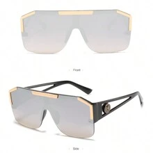 1 paire de lunettes de mode surdimensionnées, lunettes pour retour à l'école, accessoires de plage, lunettes de soleil pour les vacances d'été à la plage, extérieur, voyage