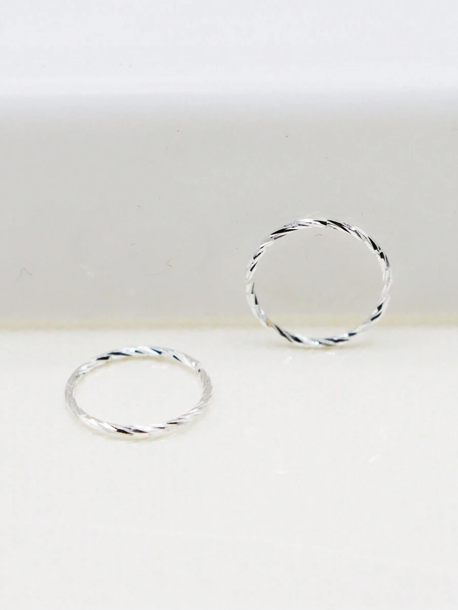 1 đôi Xoắn Vòng mũi Vòng 925 sterling bạc Xỏ khuyên mũi Đối với phụ nữ - Bạc - Xem 1