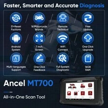 Escáner Ancel Mt700 Obd2 Para Motocicleta Herramientas De Diagnóstico Diagnóstico De Todos Los Sistemas Reinicio De Aceite Sangrado De Abs Tpms 31 Restablecimientos Herramientas De Reparación De Vehículos - Negro - Ver 4