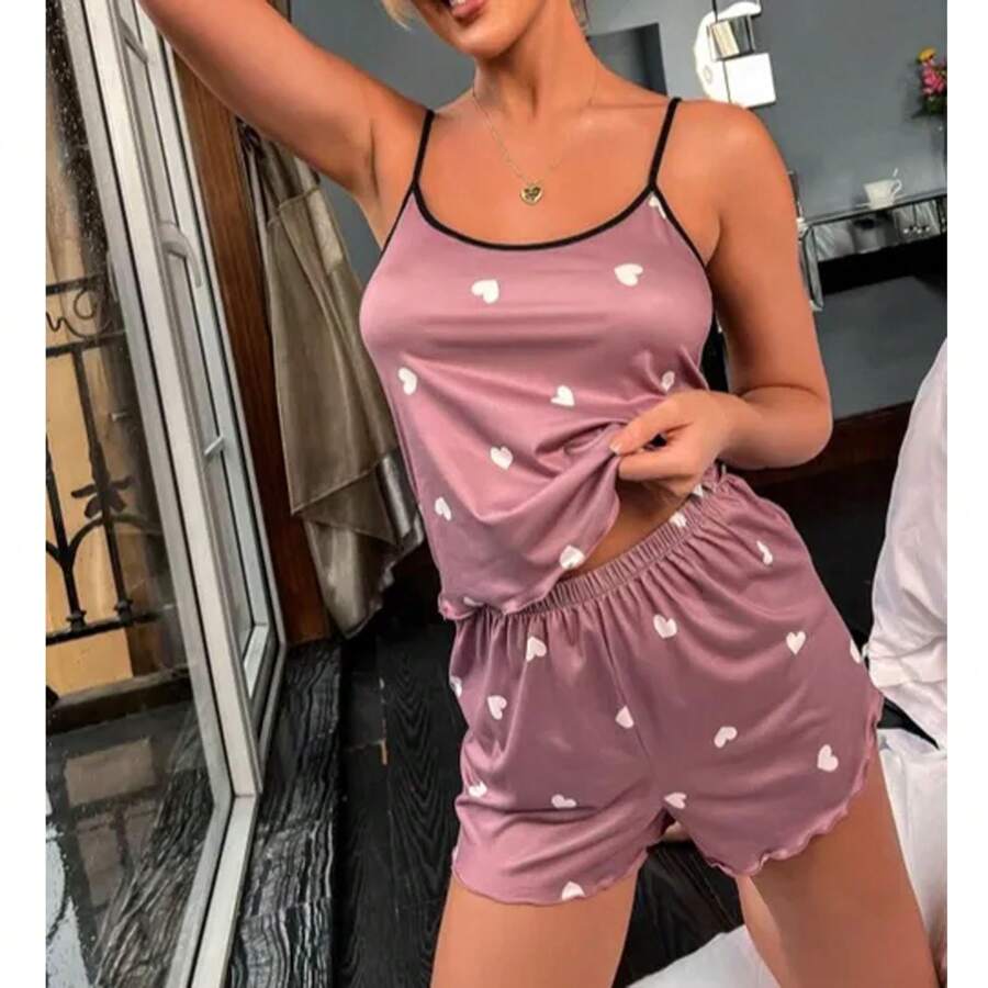 Pijama Para Mujer De Seda Sexy Cómodo Y Elegante Conjunto - Rosa - Ver 1