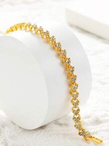 1 chiếc vòng tay nữ hình trái tim đính đá sang trọng, thích hợp cho các buổi hẹn hò, tiệc tùng, tiệc chiêu đãi và các dịp khác, có thể dùng làm quà tặng ngày Valentine, ngày của Mẹ. - Vàng - Xem 2