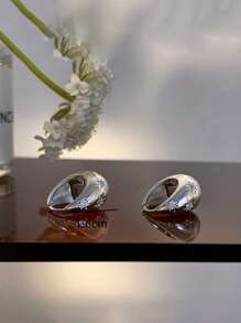 1 Đôi bông tai đính đá lấp lánh thời trang, phụ kiện hàng ngày dành cho nữ và quà tặng lý tưởng cho các buổi hẹn hò. - Bạc - Xem 2