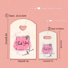 Set de 45 bolsas de regalo de plástico con rayas pequeñas, con asa y estampado de "Gracias" para el empaquetado de joyería, vuelta al colegio, Día de San Valentín