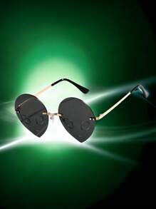 POLASUP 1 件装外星人主题男女通用绿色/黑色无框时尚眼镜，万圣节派对、音乐节、化装舞会的时尚配饰