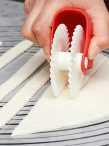 件糕點輪派皮裝飾器、派皮輪、烘焙工具、麵團切割輪、麵條捲邊輪