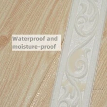 1 Rollo, 2.2m, Adhesivo 3D Plástico Estereoscópico Grabado, Material XPE, Cintura Tallada, Minimalista Europeo, Floral, Antichoque, Impermeable, Decoración del Hogar, Renovación, Lechada de Azulejos, Marcos de Puertas y Ventanas, Bordes de Fondo de TV, Zócalos, Pegatinas, Vinilos Decorativos para el Hogar, Artículos de Decoración Primaveral para Refrescar su Hogar, Pegatinas de Decoración Rama