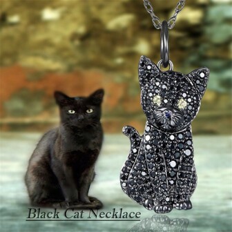 創意可愛的黃白黑貓吊墜項鍊,時尚寵物小貓珠寶配件,女性寵物貓裝飾生日紀念禮物