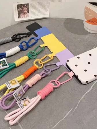 1pc Colorful Nylon Wrist Strap Phone Lanyard Anti-Lost Cute Charm Suitable For IPhone Phone Accessories, Key Chain Pendant Gifts For Mother, Family, Friends, Birthday, Holiday Phone Charm, Phone Chain