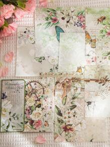 50入組浪漫花海主題紙張套裝,適用於花卉主題日誌、diy禮品包裝 - 彩色 - 查看 1
