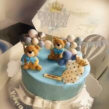 LaVenty 17 PCs Luxury Blue Bear Cake Decoration Teddy Bear Cake Decoration Birthday Cake Decoration Teddy Bear Birthday Party Supplies Teddy Bear Birthday Decoration - Multicolor - View 8