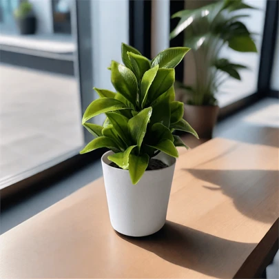 Artificial Green Plant Triangular Leaf Evergreen Mini Bonsai Tree Decor