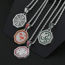 1入不鏽鋼12生肖符號裝飾鑽石項鍊,男女適用 - 銀色 - 查看 3