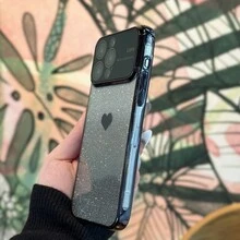 1 个渐变心形手机壳，带大窗口，兼容苹果和三星 - 黑色 - 查看 5