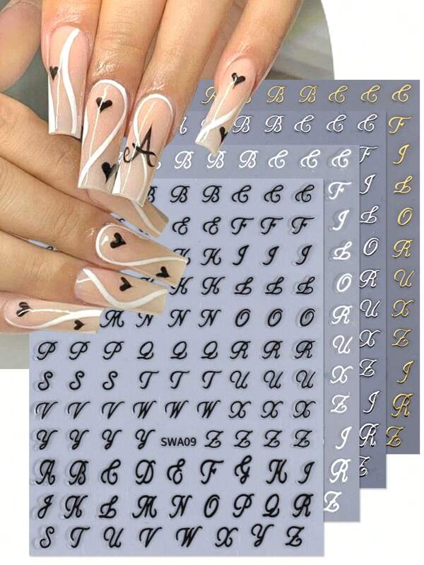 Pegatinas De Uñas Con Letras Del Alfabeto En 3d 4 Piezas, Diseño De Símbolos De Letras Y Arte Gótico Retro Con Holográfico En Negro, Blanco, Dorado Y Plateado, Calcomanía Para Decoración De Uñas De Manicura Y Arte De Uñas Deslizante Diy pegatinas de uñas
pegatinas uñas
uñas pegatina
calcomanías para uñas decoración de uñas pegatinas de uñas pegatinas para uñas etiqueta engomada