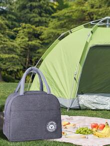 1pc Lunch Bag For Work, Student, Insulated Cooler Bag For Outdoor Picnic, With Ice Pack, Food Container Organizer - Blue - View 5