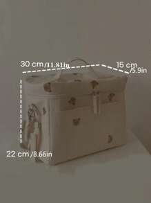 Embroidered Bear Insulated Thermal Bag, Stroller Organizer, Mommy Bag School Supplies School Accessories Back To School University Students Holiday Summer Festival Vacation School Bag Lunch Tote Bag Cooler Box Storage Bag Women Cute Lunch Pack Tiffin Bag Large Capacity Lunch Bag Woman Lunch Box Bag For Women Ladies Bag For School School Stuff