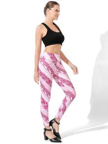 新款高腰彈性印花運動緊身褲，適用於運動、跑步、瑜伽和休閒穿著，可以塑造和提升您的身體形象 - 彩色 - 查看 1